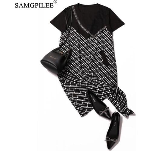 Summer Dress 2021 Office Lady Vestidos Largos A-line Solid Short Sleeve Appliques Turn-down Collar Women Summer Casual Dresses