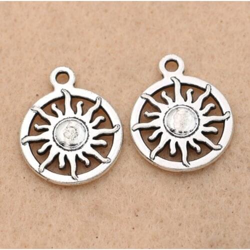10pcs Sun Star Charms Pendants for Jewelry Making Tibetan Silver Plated Jewelry Findings DIY Handmade 20x16mm