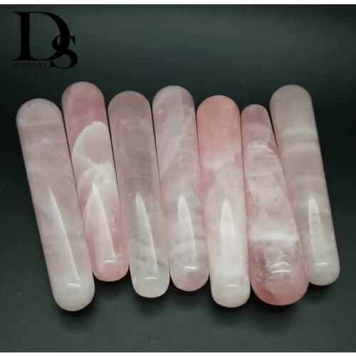 10 cm Natural Rose Quartz Massage Wand Crystal Quartz Relaxing Acupoint Point Stick Reiki Healing Stone Body Chakra Face Massage