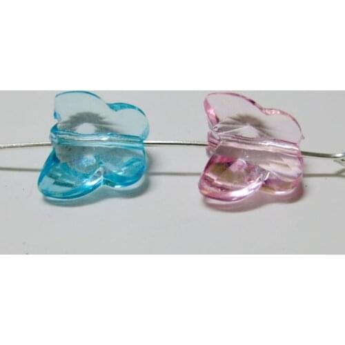 100 Mixed Colour Acrylic Transparent Butterfly Charm Beads 14X11mm