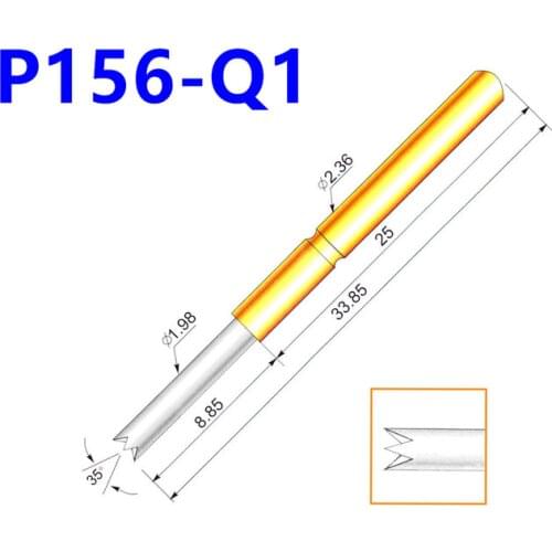 100 Pcs/pack P156-Q1 Four-jaw Plum Blossom Spring Test Probe Needle Tube Outer Diameter 2.36mm Length 34mm Pogo Pin
