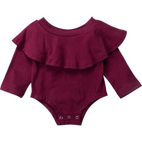 2017 Casual Toddler Baby Girls Off Shoulder Long Sleeve Bodysuit Jumpsuit Outfits Set Size 0-24M
