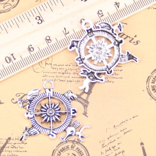 26pcs Charms compass animal lion dragonfly deer 28x34mm Antique Silver Plated Pendants Making DIY Tibetan Silver Jewelry