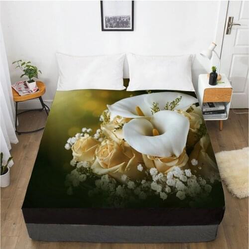 3D Fitted Sheet Custom Single Queen King Size Mattress Cover With Elastic Bed Sheet 150x200 Bedding Rose Microfiber Drop Ship