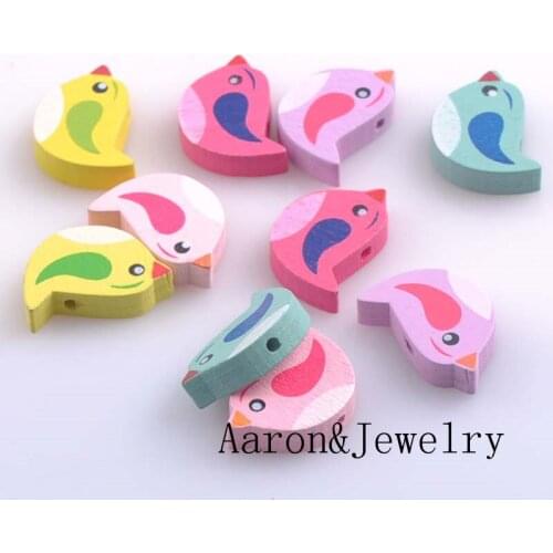 50pcs Mixed Bird Pattern Wooden Spacer Beads For Jewelry making DIY 21x15mm MT0759X