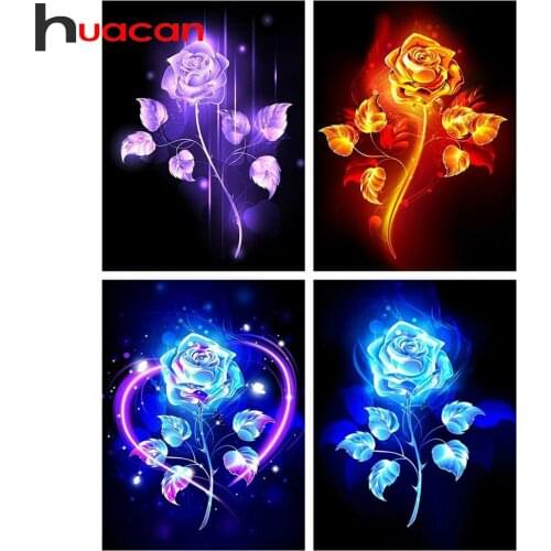 Huacan 5D Diamond Painting Full Square Rose Diamond Mosaic Embroidery Flower Modular Pictures Needlework Paintings On The Wall