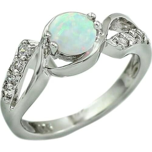 White Fire Opal Stones Claw Inlay Prong Setting Women Rings Size 6 7 8 9 49W