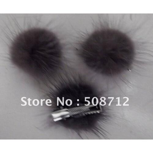 Free shipping!!!! dark grey color 30mm mink ball jewelry hair alligator clip