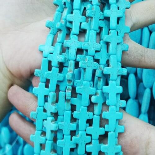 Turquoise Loose Beads Cross shape natural stone sold per strand DIY jewelry beads wholesale lots bulk