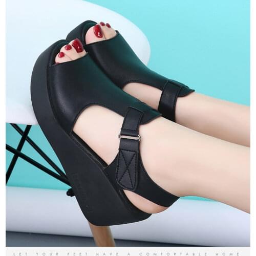 Open Head Plus Size 35-40 Medium Heel Platform Sandals Women Wedding Shoes 2021 Summer Casual Wedges Sandals for Beach Office