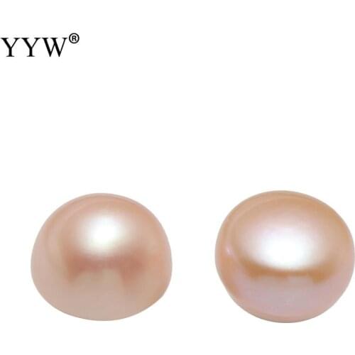 1 Pair Cultured Half Drilled Freshwater Pearl Beads Natural Half-Drilled Pink For Jewelry Making DIY Necklace Bracelet Jewelry