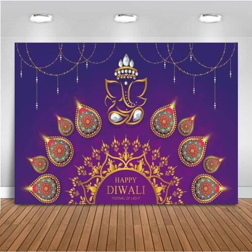 Photography Backdrop diwali diya Indian mythology candles decoration Gold Diya Crystals Color photography backdrops custom prop