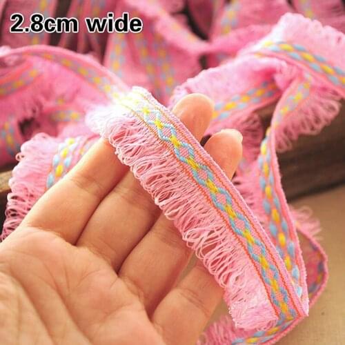 HOT Pink Korean Tassel Lace Ribbon Handmade DIY Clothing Ornaments Headdress Hat Shoes Bag Home Decoration Accessories Trim