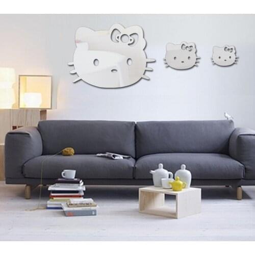 JM216 new mirror wall stickers three cats mirror stickers children bedroom decoration stickers