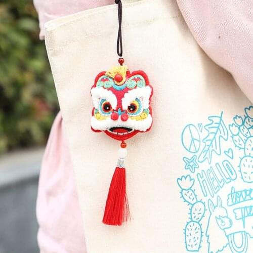 Chinese Amulet Lucky Fortune Lion Pendant DIY Embroidery Kit Handmade Material Bag Pack