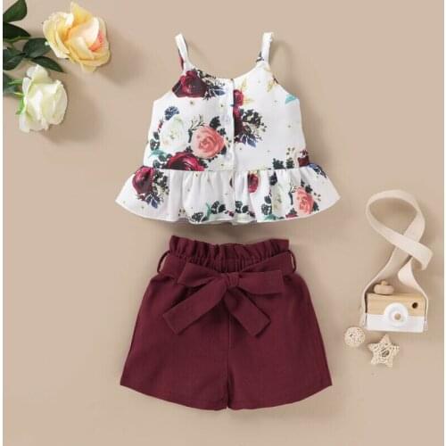 2PCS Baby Toddler Infant Girls Floral Crop Tops Mini Dress Clothes Outfits