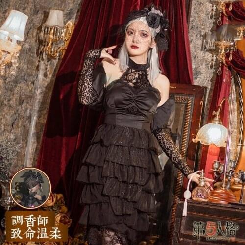 Anime Identity V Cosplay Costume Black Dress Deadly Gentleness Women Vera Nair Cos Clothes Ce Soir Ou Jamais Cosplay Full Set