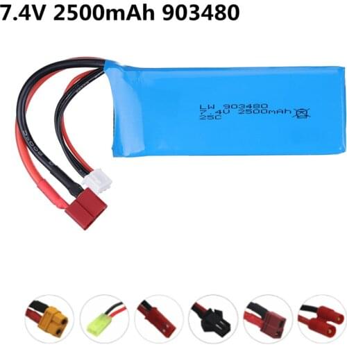 7.4V 2500mAh 25c Lipo Battery For 12428 12423 RC Car Batteries For Syma X8C X8W X8G X8 RC Quadcopter Parts 7.4 V Toys Battery