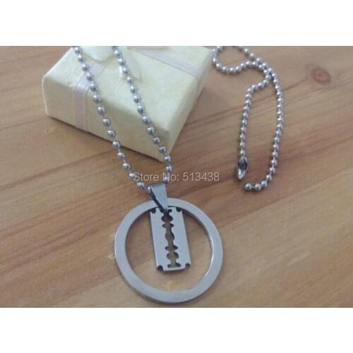 Fashion Round blade combination pendant charms Stainless Steel Jewelry Necklace