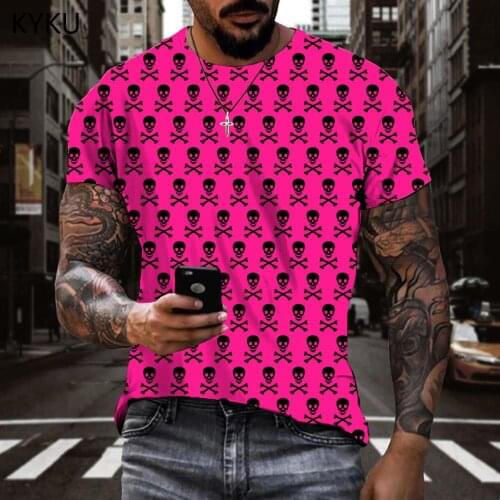 KYKU Brand Skull T shirt Men Hip Hop Tshirt Printed Funny Funny T shirts Street T-shirts 3d Short Sleeve summer Cool Male