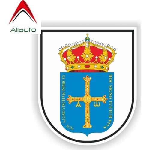 Aliauto Waterproof Car Sticker Escudo De Asturias Decal Coat of Arms Spain Decals Accessories for Porsche Mazda 6,11cm*9cm
