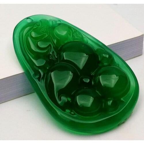 Natural A goods Brazilian green agate Fu Lu Shou Hua Pei pendant cb32