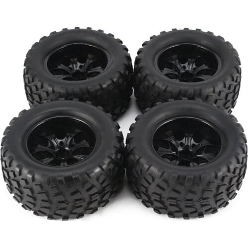 4Pcs 130mm 7 Contour Dump Fetal Flower Off-road Wheel Rim and Tires for 1/10 Monster Truck Racing RC Car Accessories
