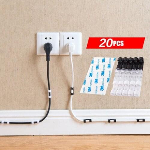 20PCS/lot Viscosity Cable Wire Organizer Cable drop Clip Tidy USB Charger Cord Storage Holder home desktop fitted clamp