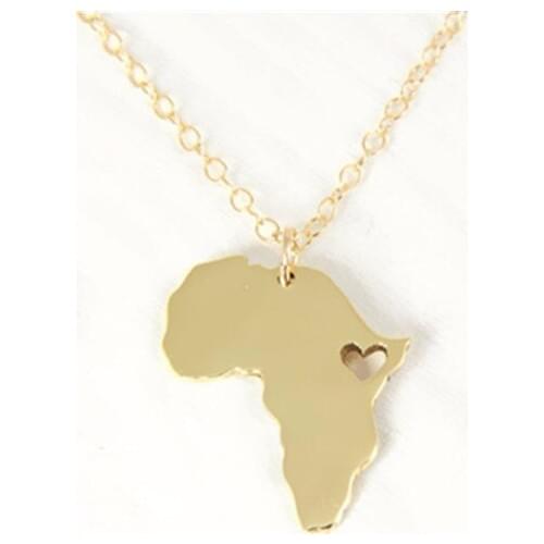 African Map Country of South Africa Map Necklace Adoption Necklace Ethiopia Ciondolo Africa love Heart Necklaces jewelry