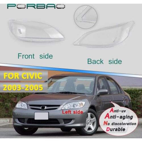 Front Lampshade 03-05 Headlight transparent Glass lens cover for Honda civic Headlamp Lampshade Clear shell Replacement DIY