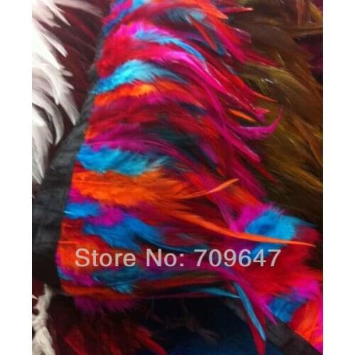 Hackle Feather Fringe Multicolour 50 Meters Trim for Crafts/Costume/Sewing Height 6-8inch,plumas decorativas,plumes
