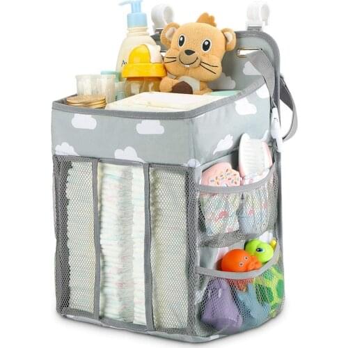 Hanging Diaper Caddy Organizer- Diaper Stacker for Changing Table, Crib, Playard or Wall Nursery Organization Baby Shower