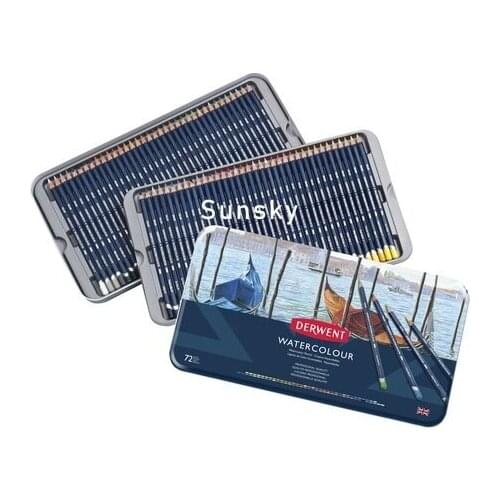 Derwent Professional Quality Watercolour Pencils, Water-soluble Colours 12/24/36/72 Colors, 3.4mm Core and Hexagonal Barrel