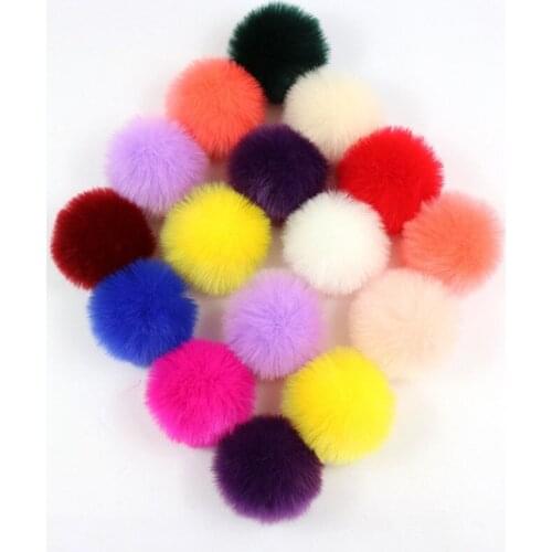 8cm Fluffy Rabbit Fur Pompom Ball Key Chain Women Bag Trinket Wedding Pompon Ball For DIY Costume Jewelry Making Accessories