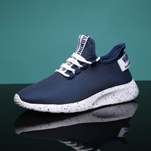 Light Big Size Blue Mens Sneakers Lace-up Men Shoes Comfortable Breathable Walking Casual Sneaker Tenis Shoes Hombre