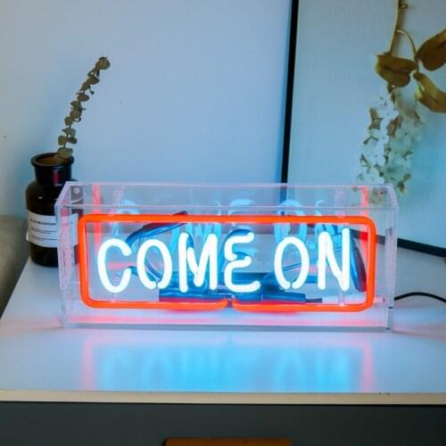 Light Gifts Led Neon Sign Glass Neon Box Come On Signage Pink Neon Home Decoration