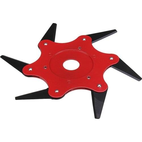 Lawn Mower Trimmer Head 6 Steel Blades Razors 65Mn Lawn Mower Grass Weed Eater Brush Cutter Tool Red For Garden Weed Outdoor