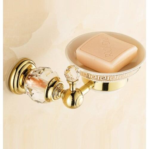 VidricSoap Dishes Euro style Crystal Brass Soap Holder Ceramics Soap Dish For Bathroom Home Decoration Bathroom Accessories HK-3