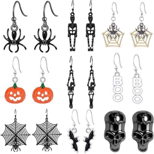 Halloween Drop Earrings For Women Pumpkin Spider Bat Dangle Earrings Halloweens Party Accessories Funny Jewelry Gifts