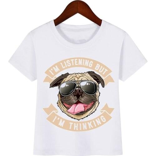 Funny t shirt for girls boys cool pug Roller skating animal print tshirt camisetas kawaii kids clothes dog lover t-shirt boys