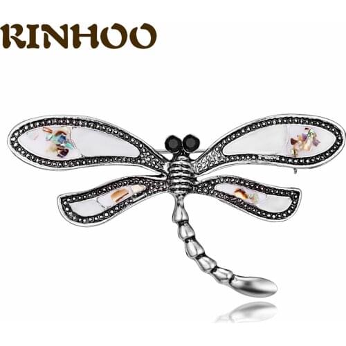 Retro Big Dragonfly Brooches For Women Dazzling Black Zircon Brooch Pins Home Decoration Female Animals Jewelry Accessories