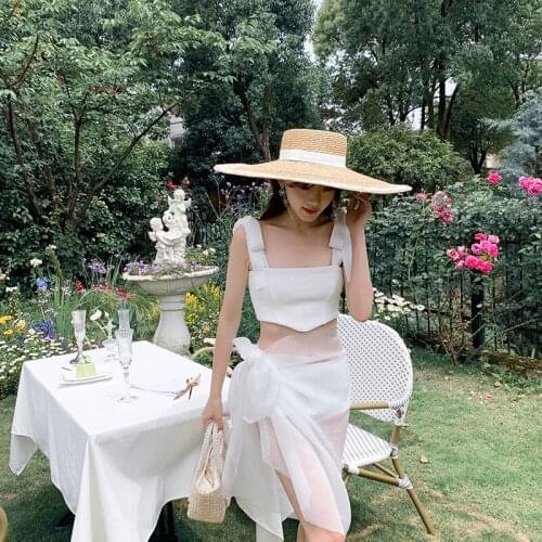 May Female Beach 2021 2 Piece Swimsuit Women Bikini Set Rashguard Korea Ins Split Three Sexy Hot Print Polyester Sierra Surfer