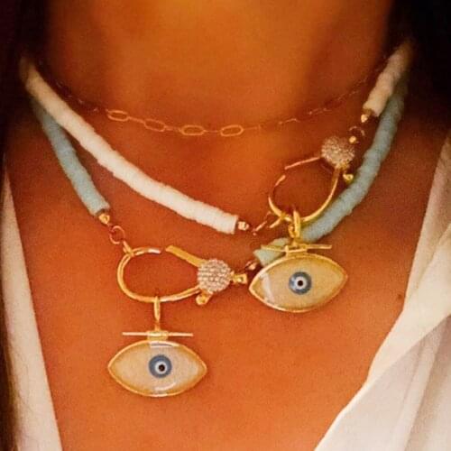 Punk accessories boutique jewelry pearl Corrente Masculina 2021 Tasarım Barok Kolye evil eye heart pendant Choker Necklace