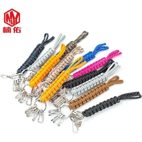 1PC EDC Paracord Rope Woven Stainless Steel Keychain Mini Quick Hook Hanging Buckle Spring D Buckle Outdoor Anti-lost Equipment