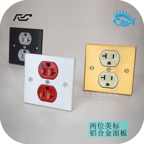 1pcs High quality 86 aluminum alloy panel Two American standard sockets American wall plugs Support Hubbell Cooper