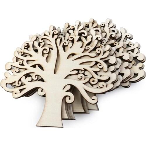 ANGRLY 10pcs Wooden Trees For Hanging Christmas Tree Blank Decorations Gift Tag Shapes Xmas Tree Decor Manual Crafts Supply