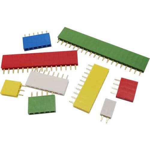 10Pcs Colourful 2.54mm Single Row Pin Header Connector 2/3/4/5/6/8/10/16/20/40 Pin Pinheader Socket PCB Board Strip Connector