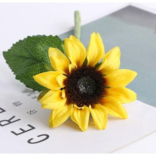 10Pc Simulation Small Sunflower Home Flower Arrangement DIY Background Decoration Wedding Bride Hand Holding Fake Flowers Floral
