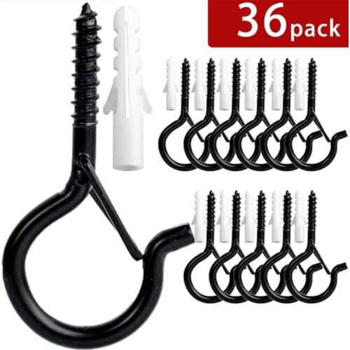 G92F 12/24/36 Pcs Q-Hanger Hooks Plant Hanger for Outdoor String Light Hanging Clip with Safety Buckle Screw Hooks