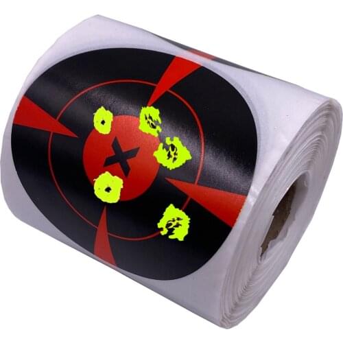 4"/10cm 250Pcs per Roll Self-Adhesive Splatter Splash & Reactive(Colors Impact Black to Yellow) Shooting Sticker Targets
